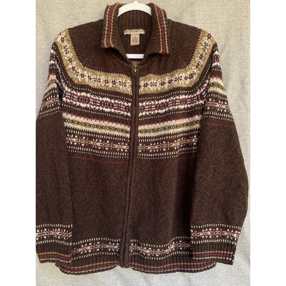 Mountain Lake Cardigan Womens 2X Fair Isle Nordic Full Zip Sweater Plus Size
